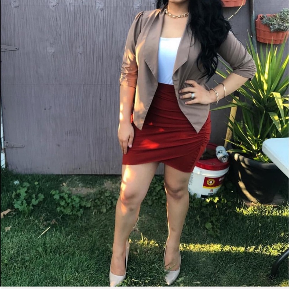 Burnt Orange Side Slit Skirt